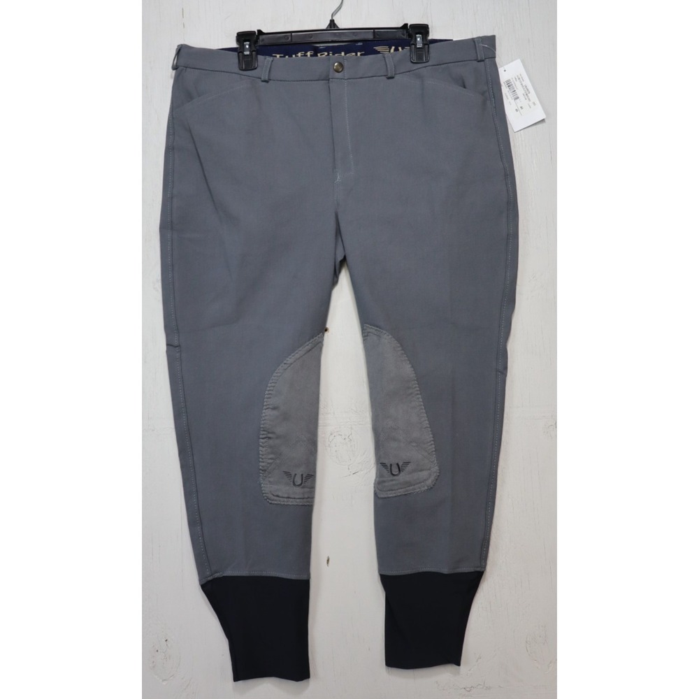 Tuff Rider Riding Breeches Pants Equestrian Size 40 Gray A-Circuit Knee Patch
